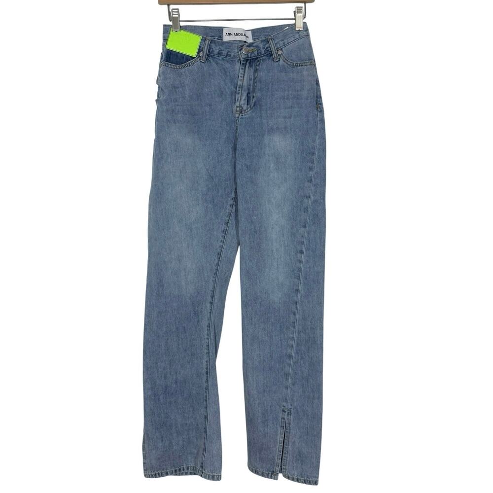 Ann Andelman Asymmetric Jeans Twisted Leg Split Seams Size 25 X 30 Funky